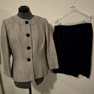 Houndstooth Blazer and Skirt Set